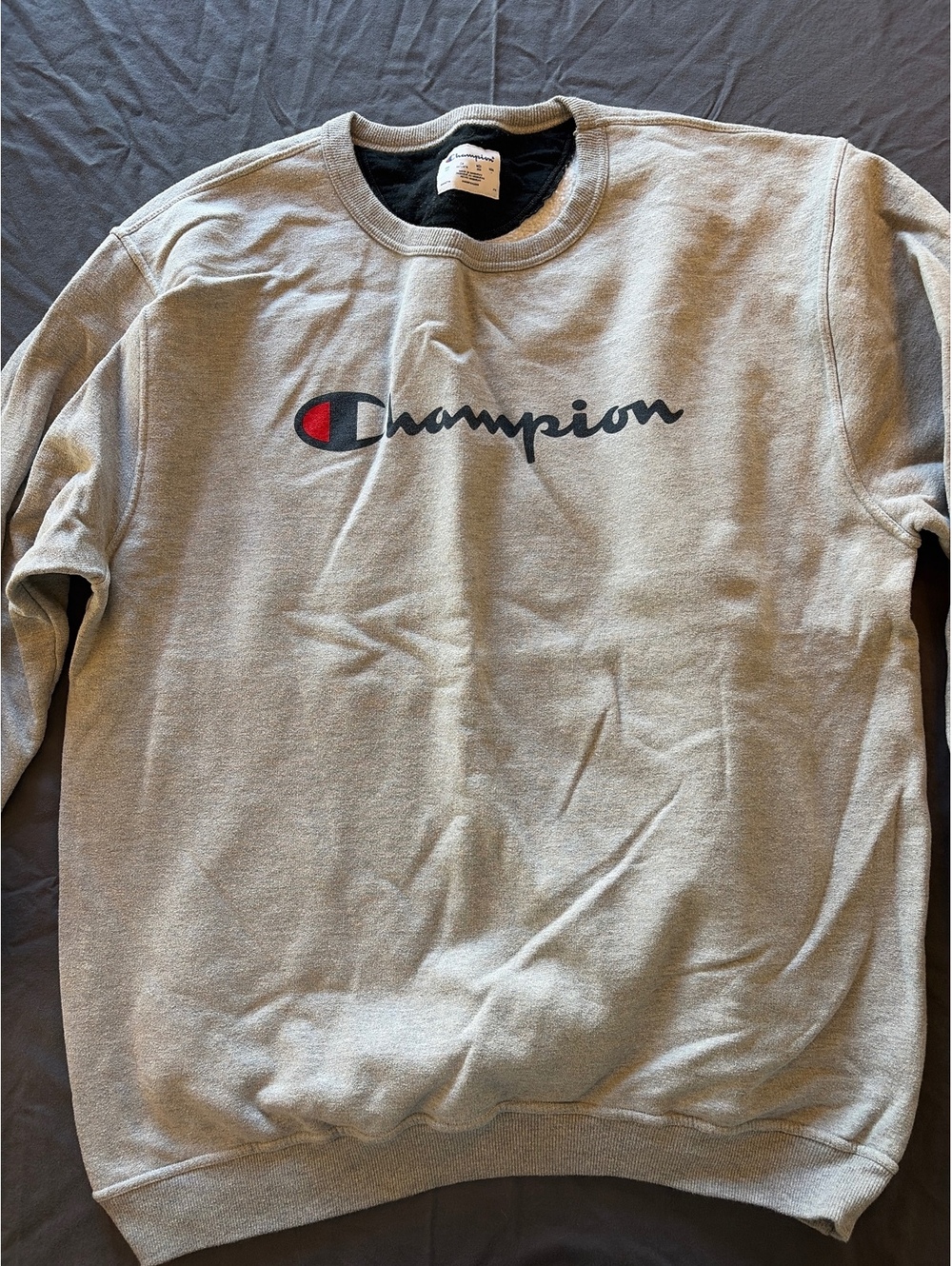 Champion Grey Crewneck Sweatshirt | Script Logo